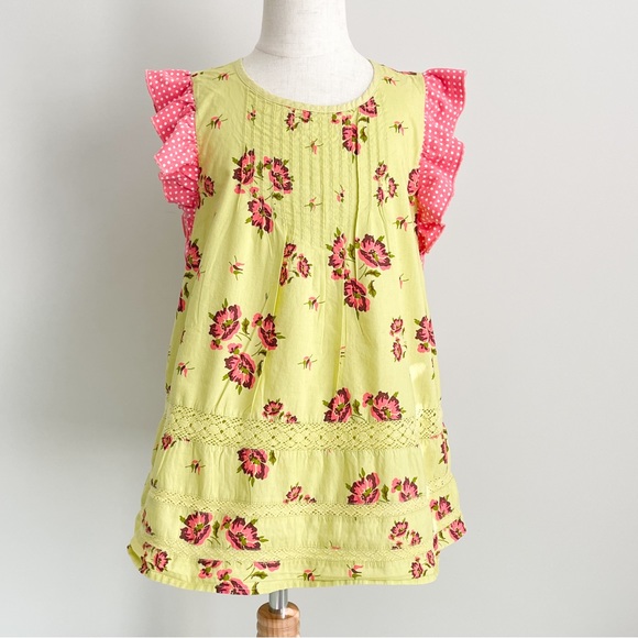Matilda Jane Other - Matilda Jane Girls Yellow Flutter Sleeve Top with Pink Floral Print- Siz…